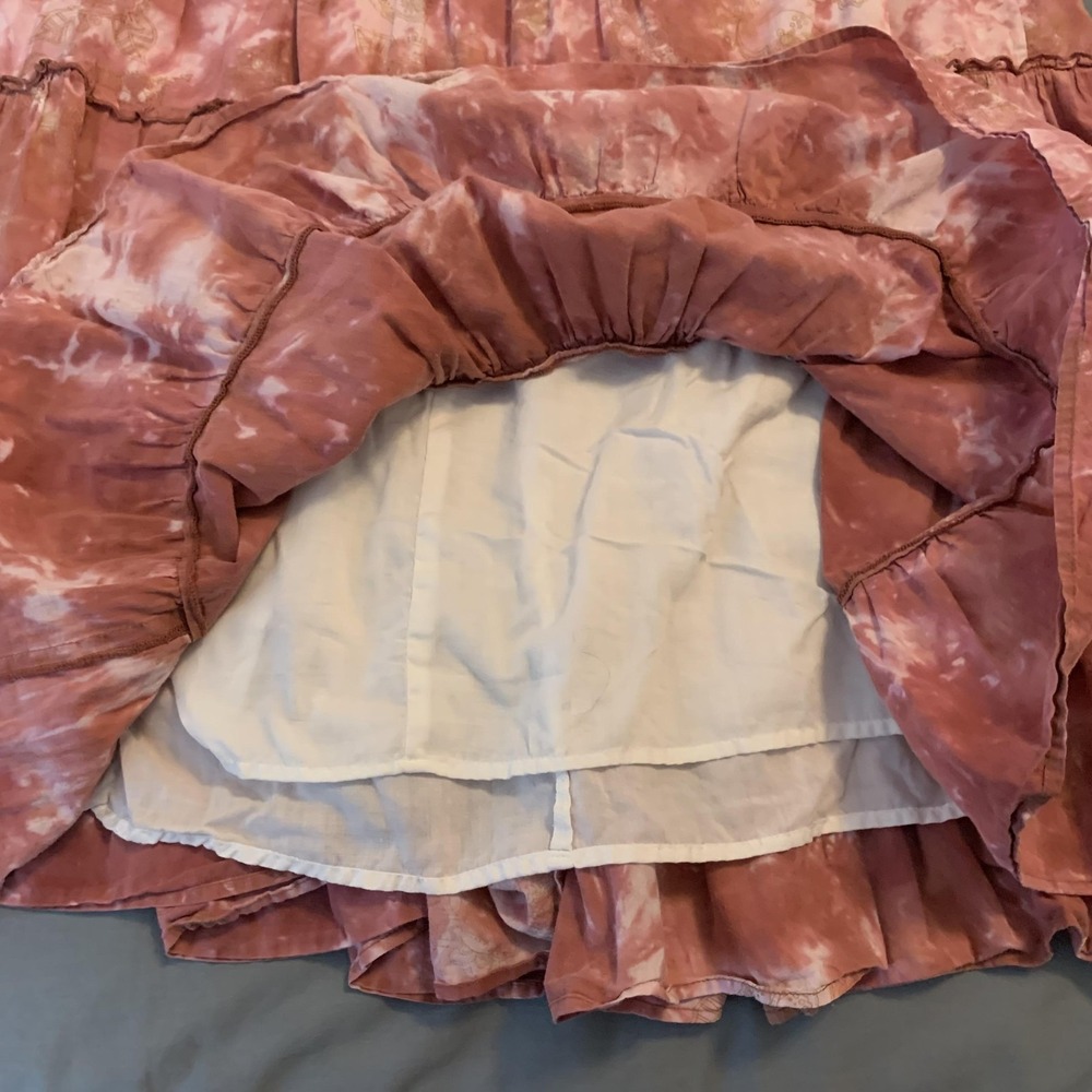 Jalate Skirt Womens 11 Blue Pink Denim Tiered Ruffle Boho Peasant 5 Pocket Lined - Picture 5 of 9